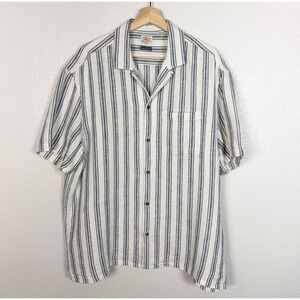 Faherty Size XL Men's Short Sleeve Palma Linen Camp Shirt Ryecroft Valley Stripe